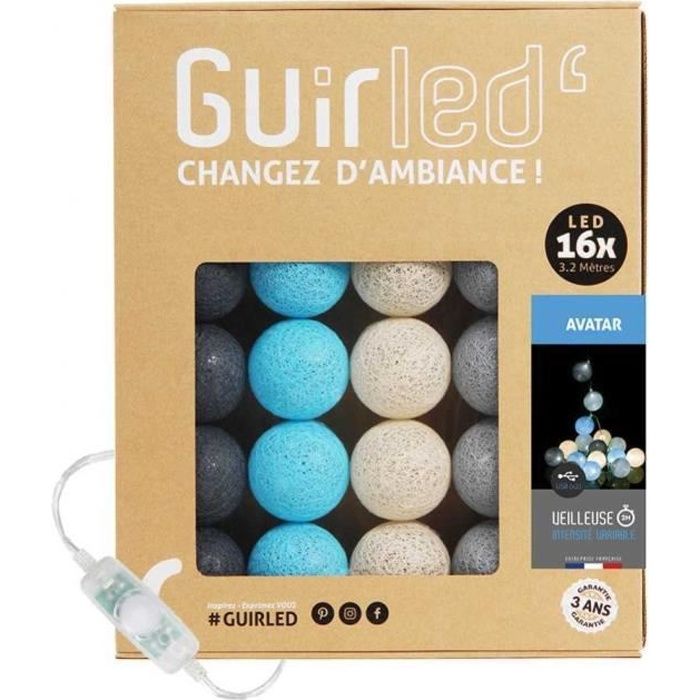 Guirlande Lumineuse Boules Coton Led Usb Veilleuse Bebe 2h 3 Intensites 16 Boules 1 6m Avatar Cdiscount Maison