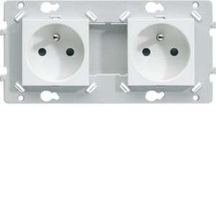Prise double - Essensya - WE122 - Blanc - 250V - IP21D - 2P+T
