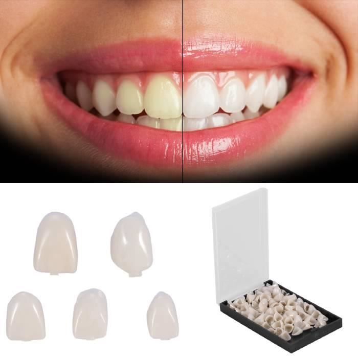 50 pièces / boîte dents avant dentaires temporaires réalistes soins bucco-dentaires résine couronne dents antérieures