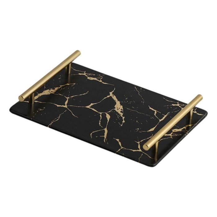 Plateau VINTAGE Plateau En Métal Doré Oxydé Marbré Vert Laiton Patiné Poignées Raisins Ovales Du