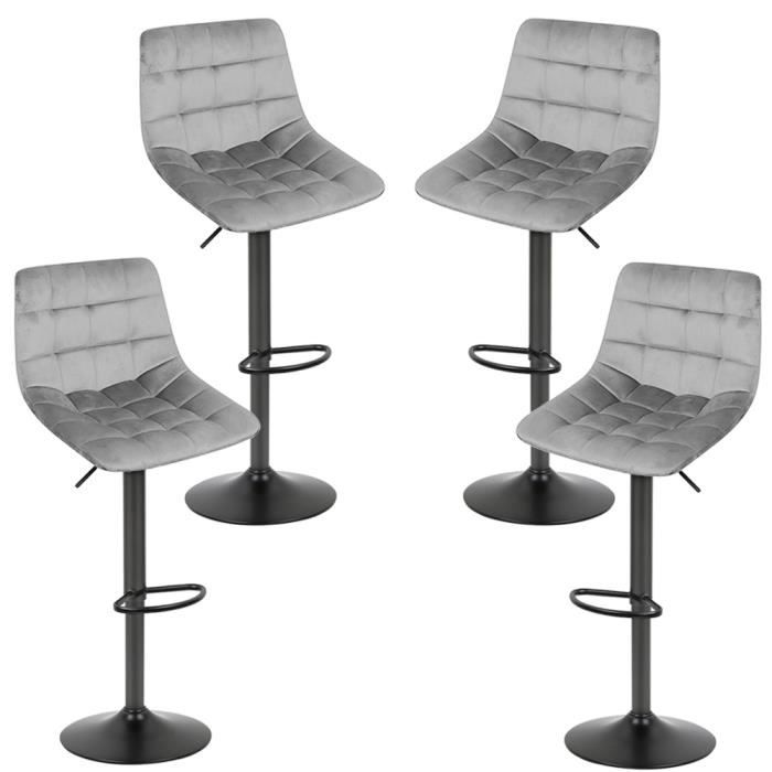 Lot De 4 Housses De Tabouret De Bar En Velours - Pivotantes, Lavables, Pour Dossier Court - Noir Élégant