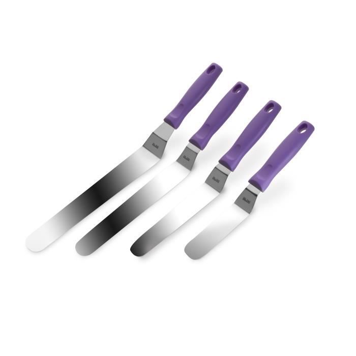 spatule coudee inox 18/10 - 30 cm manche plastique mauve - passe au lave-vaisselle