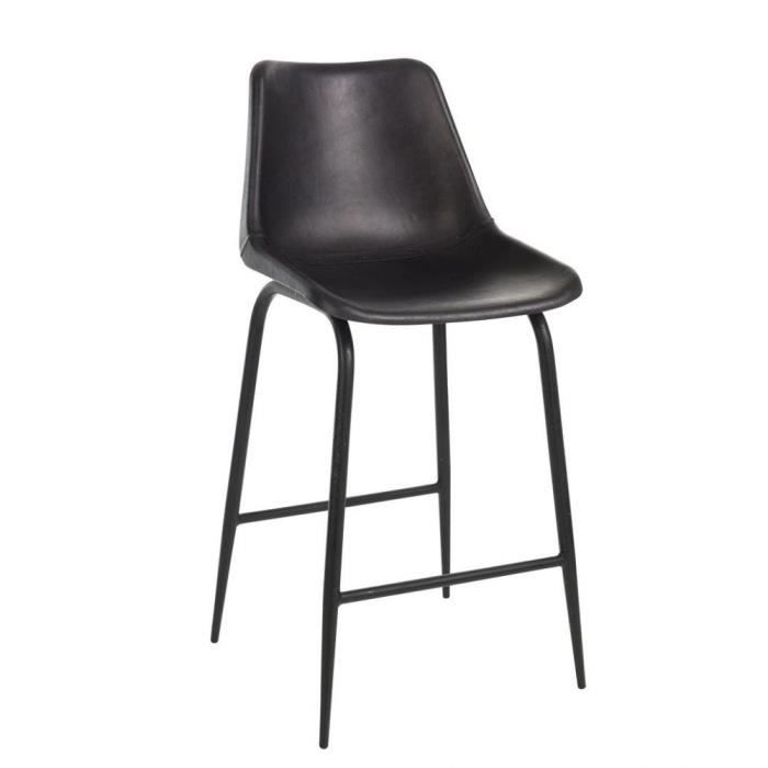 chaise de bar valona en cuir / noir noir metal inside75