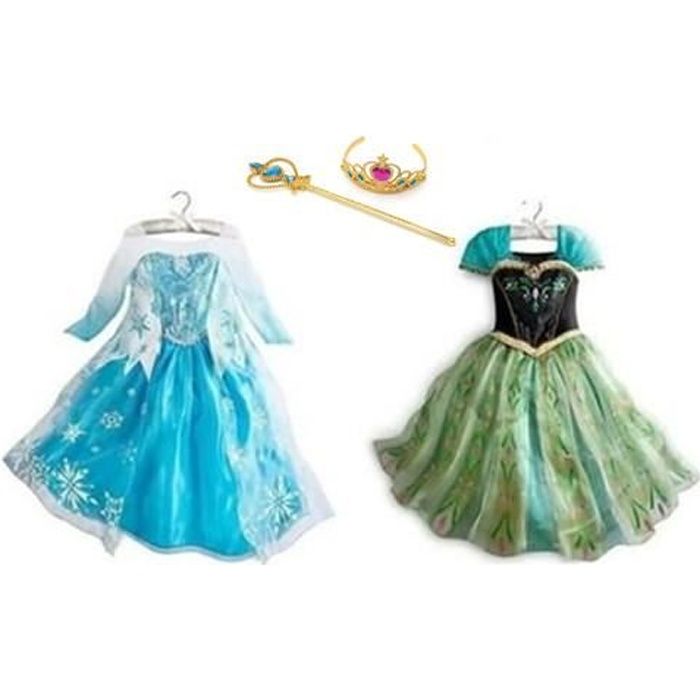 ReliBeauty Fille Robe de Princesse avec Paillettes Manches Longues Costume d’Halloween/Noël déguisement pour Enfants Dress up Bleu Clair