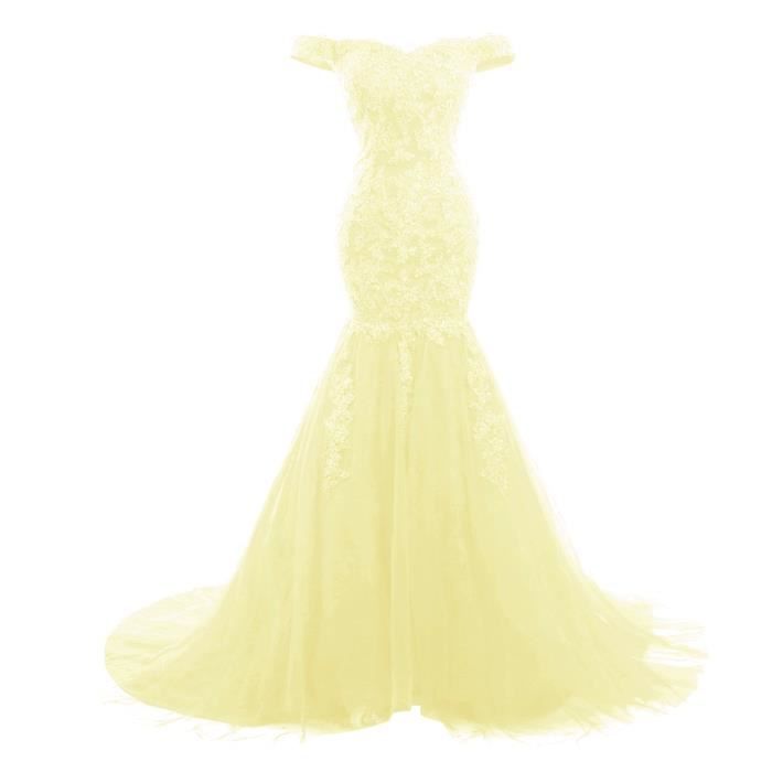Robe De Soiree Cocktail Longue Jaune Sirene Epaules Denuees Applique Sexy Elegante Dos Nu Lacet En Tulle Princesse Pour Mariage Jaune Achat Vente Robe De Ceremonie Cdiscount