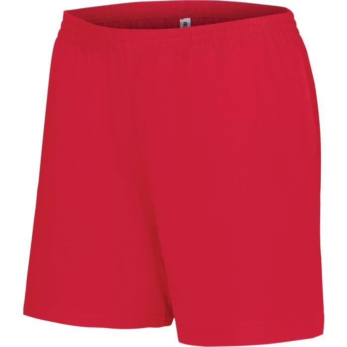 short femme - proact sport - jersey - rouge - multisport - 100% coton