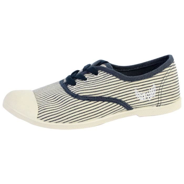 Tennis Basket Basses Kaporal Fily Blanc Raye Femme Blanc raye - Cdiscount  Chaussures