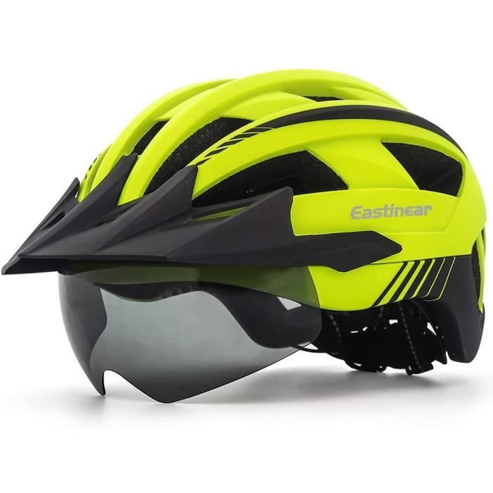 Casque Velo avec Visière LED Feu Arrière Casque VTT pour
