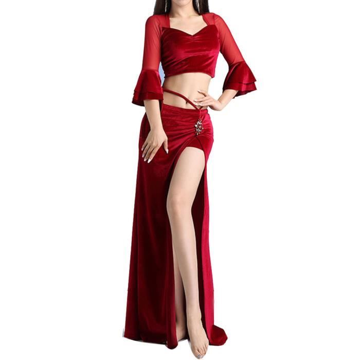 Femme Robe de Danse Orientale Automne Hiver Robe de Danse du Ventre en  Velours rouge1 Rouge1 - Cdiscount Prêt-à-Porter