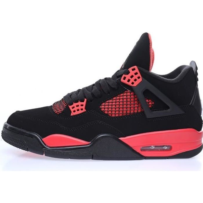 Baskets - SOMEETPRO - Air Jordan 4 Retro Red Thunder - Noir - Lacets - Synthétique