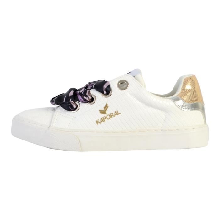 Basket Kaporal Femme Modele Severine Blanc Version basse Lacets Blanc Cdiscount Chaussures