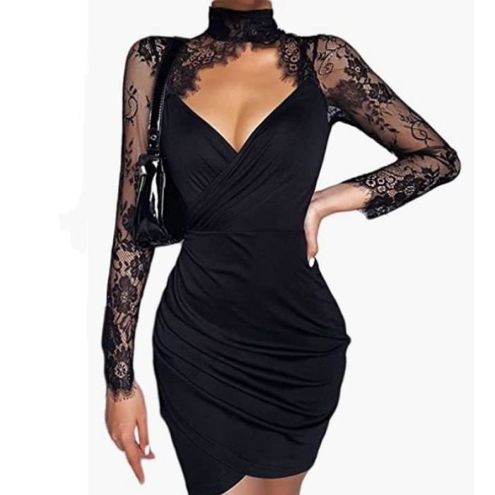 Robe De Soirée Femme Chic Et Glamour Courte Elegant Mode Moulante Mini  Manche Longue Vintage Sequin Disco Fête Cocktail Robe,M Noir - Cdiscount  Prêt-à-Porter