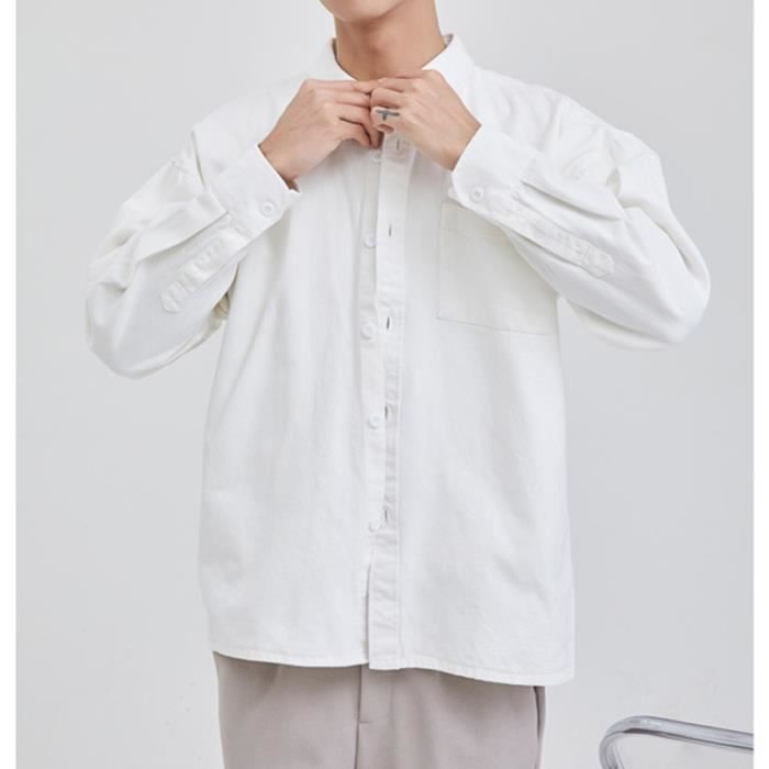 BlissfulAbode Chemise Vintage Homme Col Revers Manches Longues Évasées - Coupe Ample Streetwear