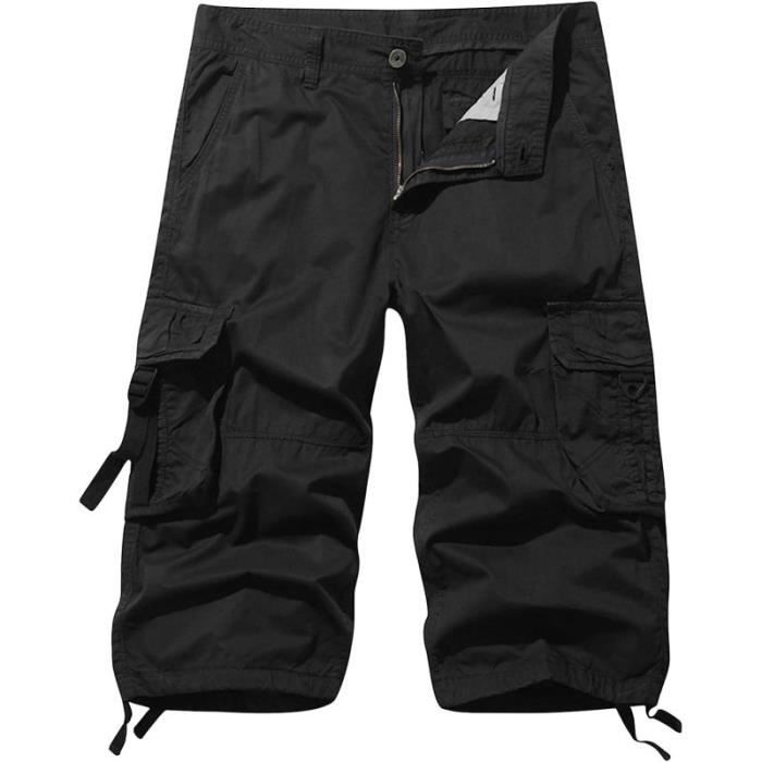 Pantacourt Femme Été 3/4 Cargo – Léger Respirant – Taille Élastique + Poches – Randonnée, Jogging, Casual