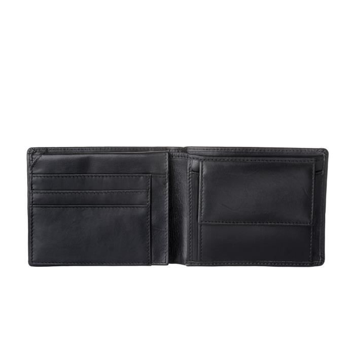 Nuvola Pelle Portefeuille Homme sans Porte-Monnaie en Cuir Souple avec 8 Poches Porte-Cartes Noir