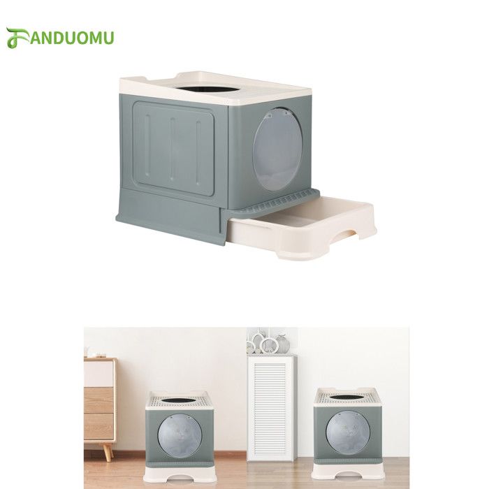 Comparer les prix de Maison de Toilette pour Chat - HSTURYZ - Bac à Litière Fermé - Pelle à Litière Inclus - Gris