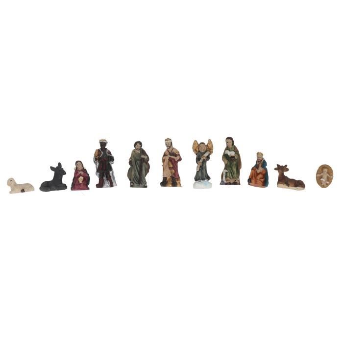 Ensemble De 10 Figurines Crèche De Noël - Scène Nativité Sainte Famille En Résine, Décoration Festive