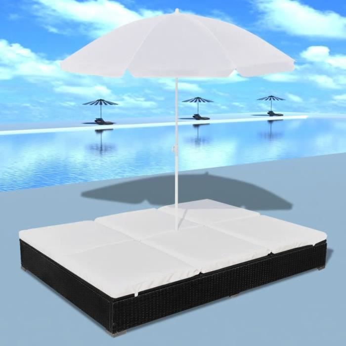 Chaise Longue Avec Parasol Bain De Soleil Resine Tressee Noir Achat Vente Chaise Longue Chaise Longue Avec Parasol Cdiscount