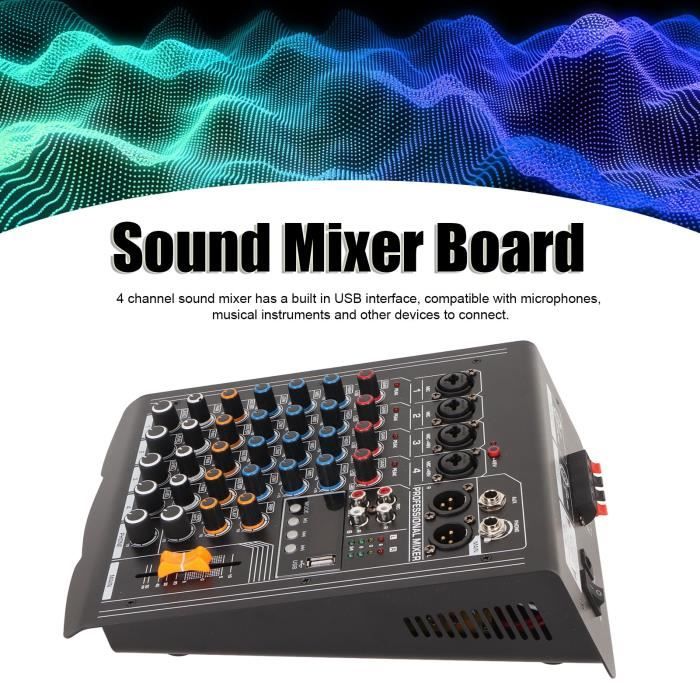 Table De Mixage Audio 4 Canaux Avec Microphone Sans Fil, Console Bluetooth Pour DJ Mixing Lors