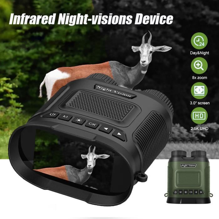 Jumelles Vision Nocturne FISHTEC - Portée 60m - Zoom X6 - Infrarouge 7 Modes - Autonomie 10h - Écran LCD