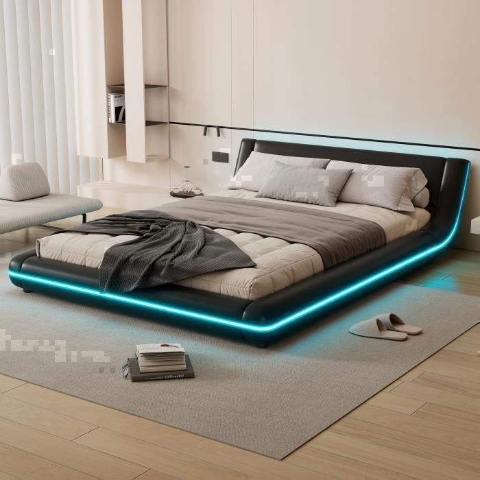 Lit Double 140x200cm Avec Lit Gigogne 90x190 Et Rangements - Prise + USB, Blanc, Sans Matelas