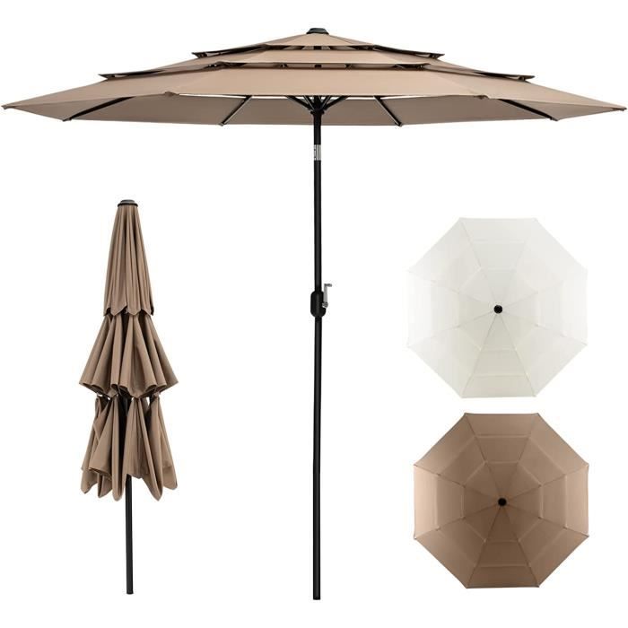RELAX4LIFE Parasol de Patio Extérieur Dia.293cm Inclinable, 8 Baleines