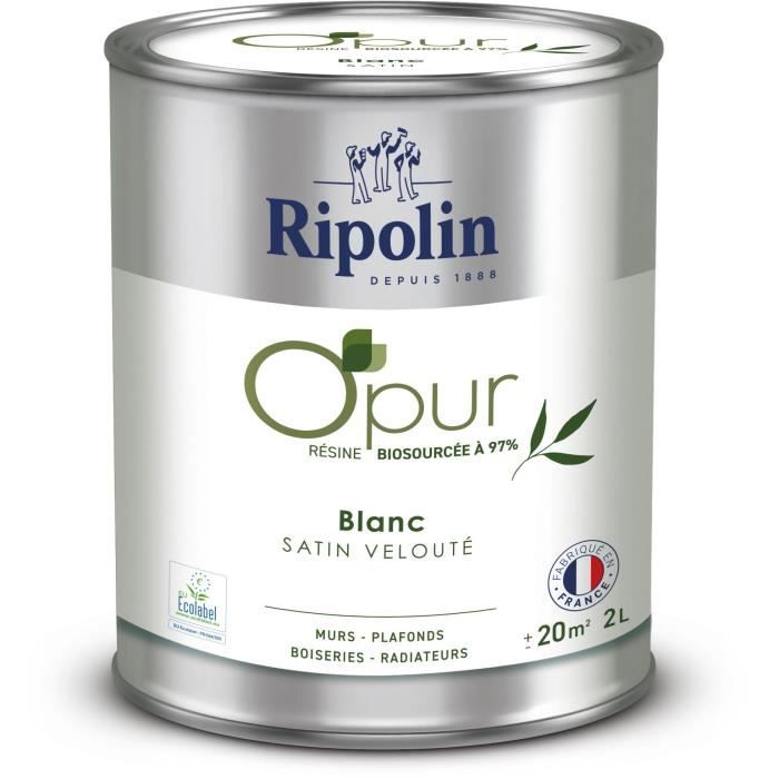 Peinture OPUR murs boiseries & radiateurs - RIPOLIN - 472822 - Blanc - Satin veloute - 2 L