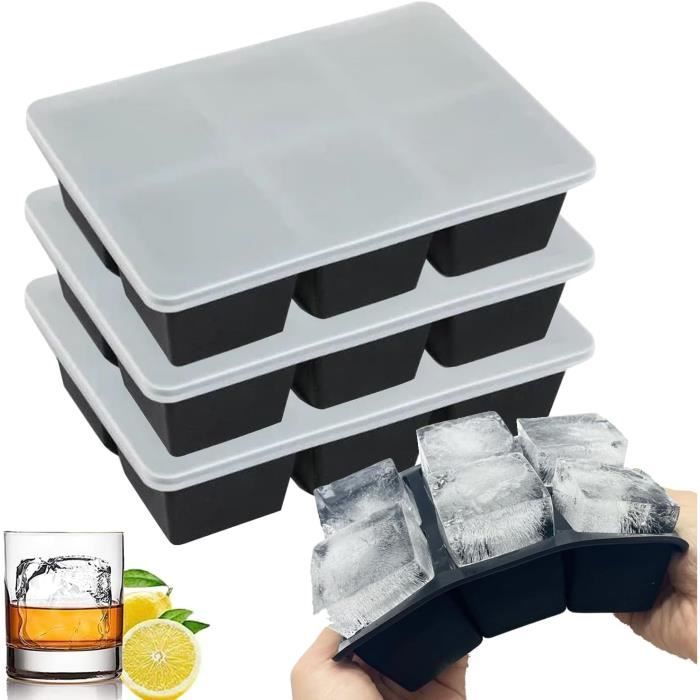 3 Pcs Moule À Glaçons, Large Bac À Glaçons Avec Couvercle Empilables 3 Pcs Moule À Glaçons, Large Bac À Glaçons Avec Couvercle Empilables