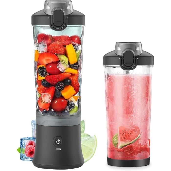 Irishom Blender Portable 600ml, Presse-agrumes Electrique, Mixeur Blender 2000mAh, Etanche IP67, pour Shakes et Smoothies, Rechargeable, pour Voyages/ Sports/Bureau/Domicile/Randonnée/Aptitude, Blanc