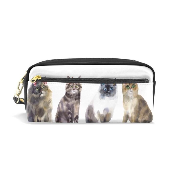 Trousse A Crayons Chat Mignon Avec Couronne De Fleurs Imprimee Petit Sac De Voyage Pochette De Maquillage En Pu Cdiscount Bagagerie Maroquinerie