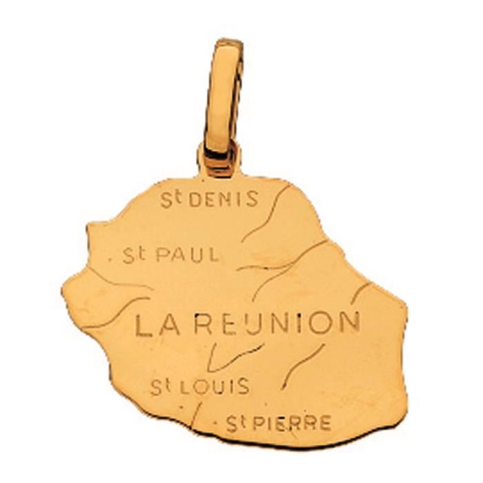 Pendentif Carte Ile de la Réunion Or Jaune 750 - Achat / Vente