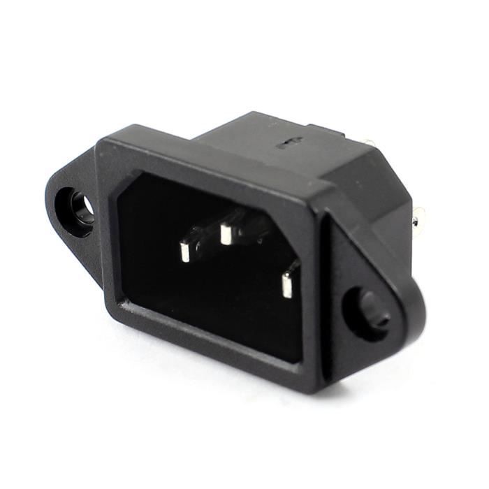 C13 C14 Adaptateur de prise de montage sur panneau AC 250V 10A 3 broches IEC mâle Module d'entrée Plug Prise d'alimentation droite