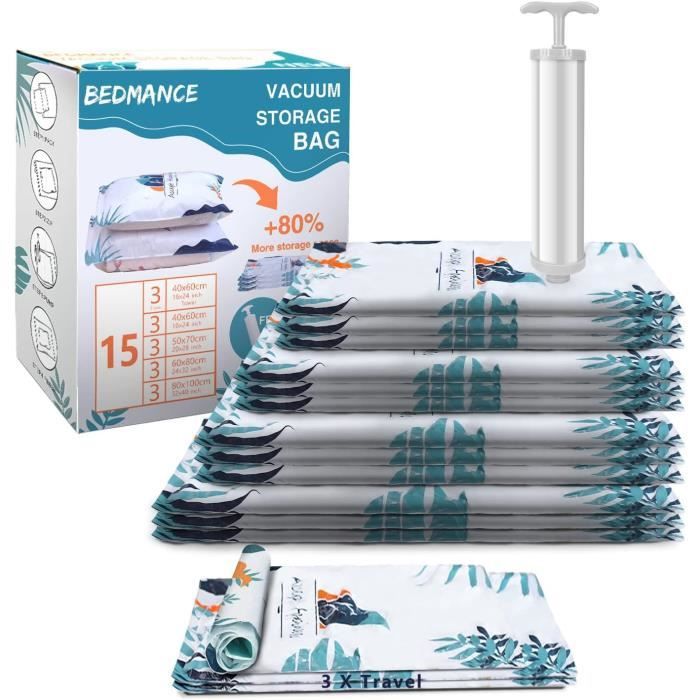 4 Sacs De Rangement Sous Vide 30x35 Cm - Compression Pour Vêtements, Couette, Voyage - 12