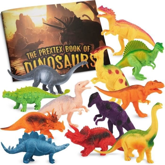 Lot De 12 Figurines Dinosaures 25cm Prextex - T-Rex, Tricératops... Jouets Réalistes Pour Enfants & Collection