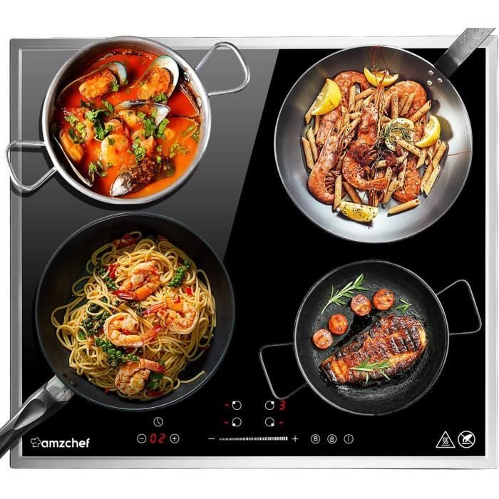 AMZCHEF plaque de cuisson induction plaques induction 4 feux avec 9