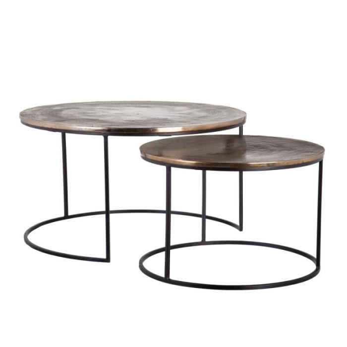 Tables Gigognes Rondes Metal Cuivre Vieilli Osaka L 80 X L 80 X H 45 Achat Vente Table Basse Tables Gigognes Rondes Cdiscount