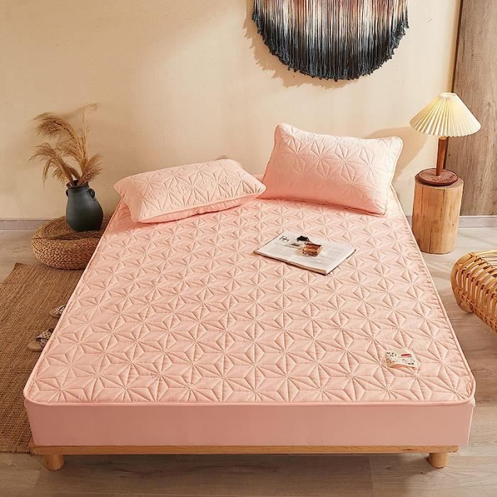 Drap Housse Jungle Mignon 160x200 Cm - Microfibre Douce Et Respirante - Élastique 360° - Housse De Matelas Lavable - Rose/vert