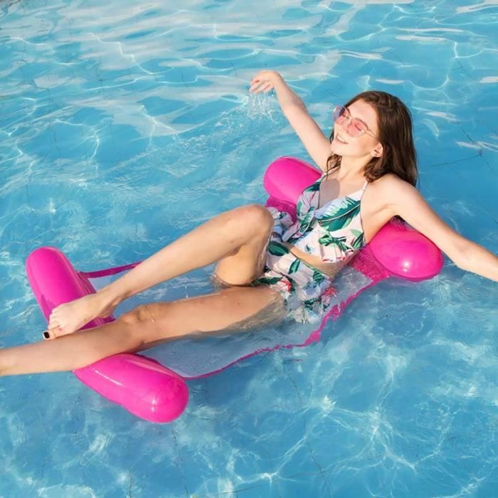 Fauteuil Flottant pour Piscine, Siege Piscine Gonflable, Fauteuil Piscine Semi Immergé, 4 en 1 Chaise Gonflable Piscines avec Dossiers Confort, Idéal