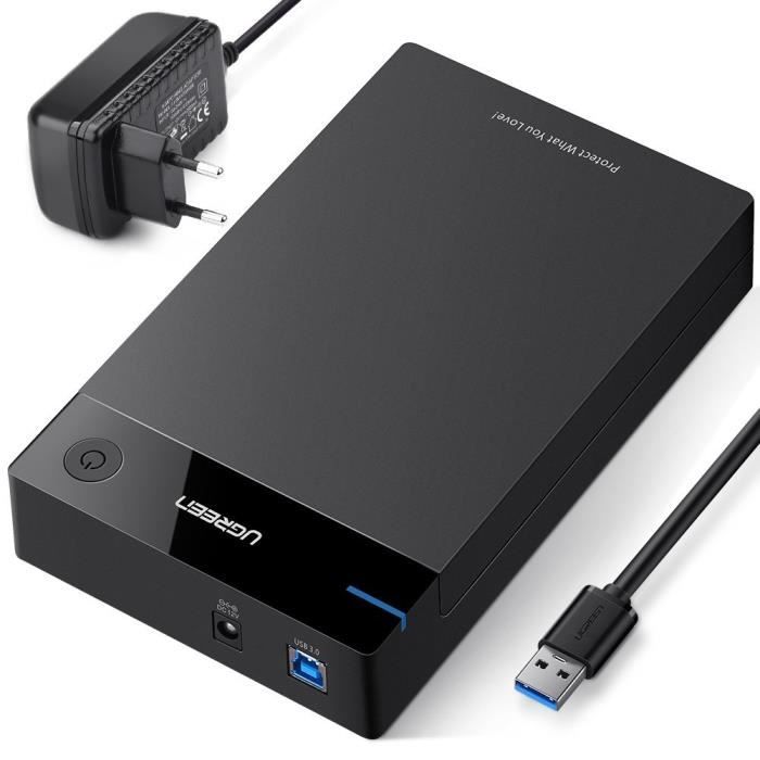 UGREEN USB 3.0 Boîtier Disque Dur Externe 2.5 Pouces SATA HDD SSD 7mm à  9.5mm 6To Max 5Gbps UASP Compatible sans Outil