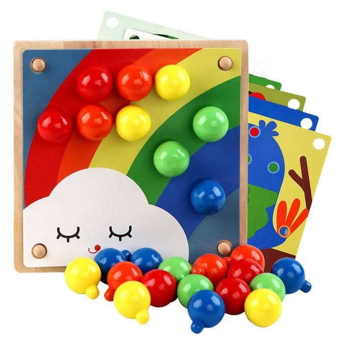 Puzzle Mosaïque Champignons – 240 Clous, 10 Cartes, Plaque Bois – éducatif Dès 2 Ans