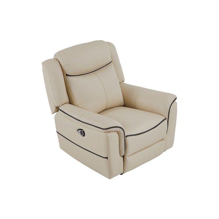 Fauteuil relax électrique en cuir beige ADELIO