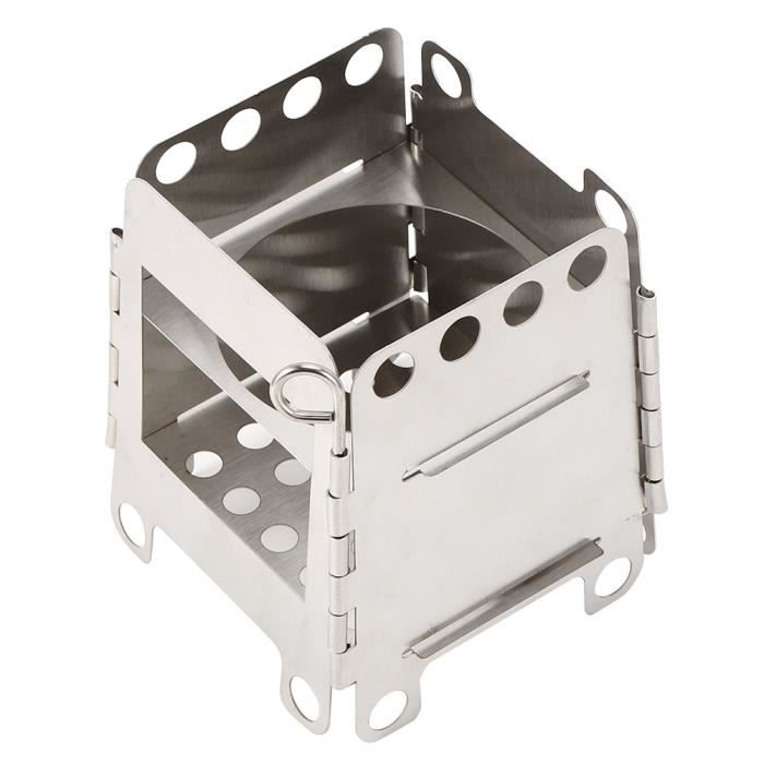 Réchaud De Camping Pliable à Bois – Léger, Inox, Avec Sac De Rangement – Neuf