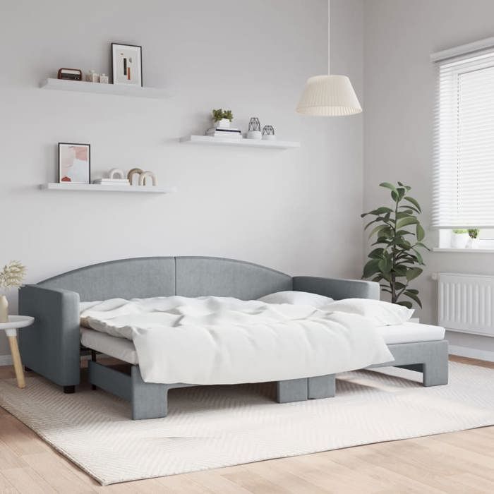 vidaXL Lit de jour avec gigogne sans matelas gris clair 90x200 cm 3197188