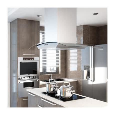 Hotte îlot - VIDAXL - 90 cm - Acier inoxydable - 756 m³/h - Éclairage LED