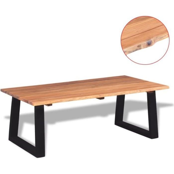 Table Basse Ronde VidaXL - Bois D'acacia Massif Et Verre - Diamètre 60 Cm, H 39 Cm - Style Art Déco