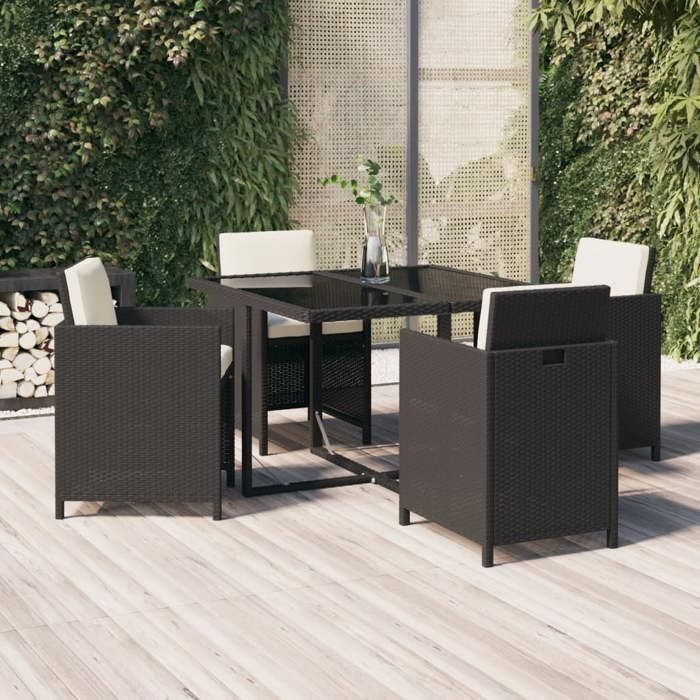 vidaXL Ensemble à dîner de jardin avec coussins 5 pcs - vue 2