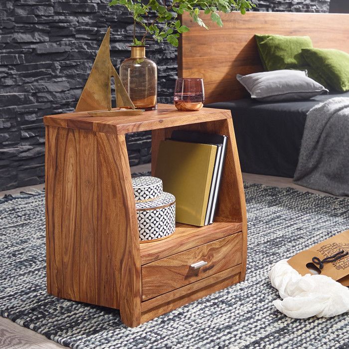 Wohnling wl1.517 Sheesham Table de Chevet en Bois Massif avec 1 tiroir et étagère 45 x 53 x 40 cm Wohnling wl1.517 Sheesham Table de Chevet en Bois Massif avec 1 tiroir et étagère 45 x 53 x 40 cm