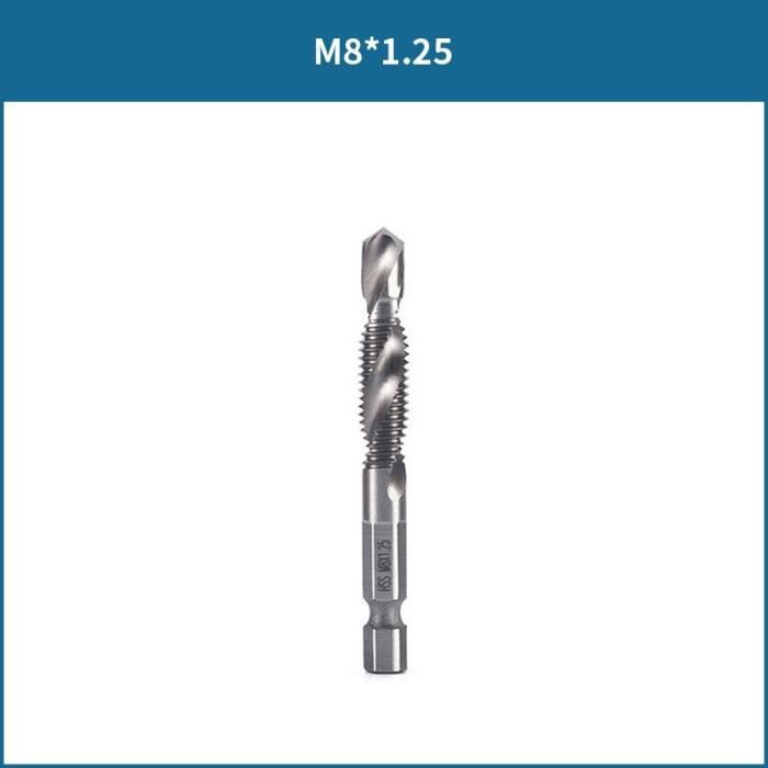 Taraud M8x1.25 H2 Pointe Filets - Acier 6542 Revêtu TICN - Tige Carrée - Neuf