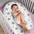 Amilian coussin d'allaitement, coussin de positionnement latéral, idéal pour la grossesse et les petits bébés, Gris étoile filante-1