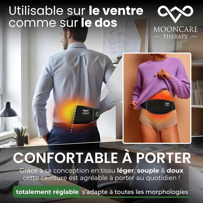 Ceinture Chauffante Lombaire Sans Fil, Ceinture Lombaire Chauffante Sans Fil Avec 3 Modes De Massage Et 5 Niveaux De Temperature Ceinture Chauffante Dos Arret Automatique Pour Ventre Long 90684503